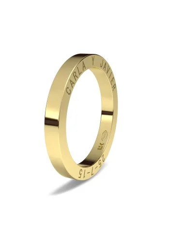 Alianza de boda oro amarillo 18k 2,5 mm recta decoración lateral