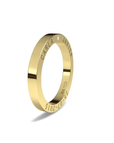 Alianza de boda oro amarillo 18k 2,5 mm con diamante lateral