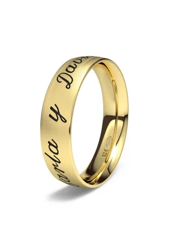 Alianza de boda oro amarillo 18k 5mm semi-plano seda