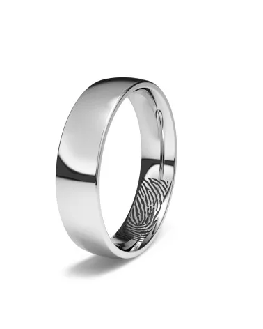 Alianza de boda oro blanco 18k 5mm semi-plano brillo