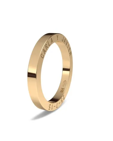 Alianza de boda oro rojo 18k 2,5 mm recta decoración lateral