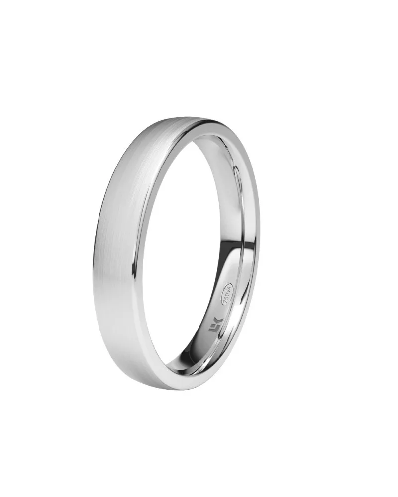 Alianza de boda oro blanco 18k 3,5 mm semiplana satinada