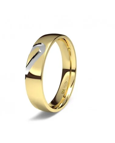 Alianza de boda oro amarillo 18k plana con medio corazón