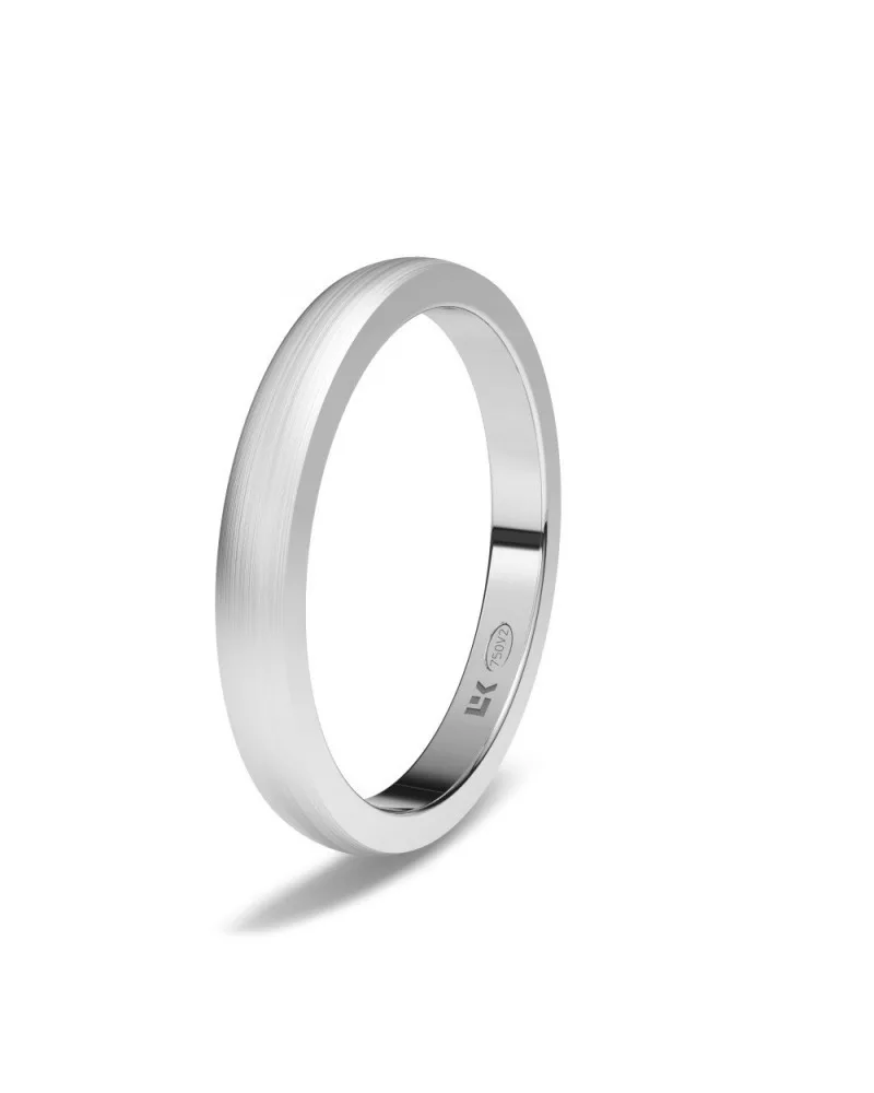Alianza de boda oro blanco 18k 2,5mm mixta satinada