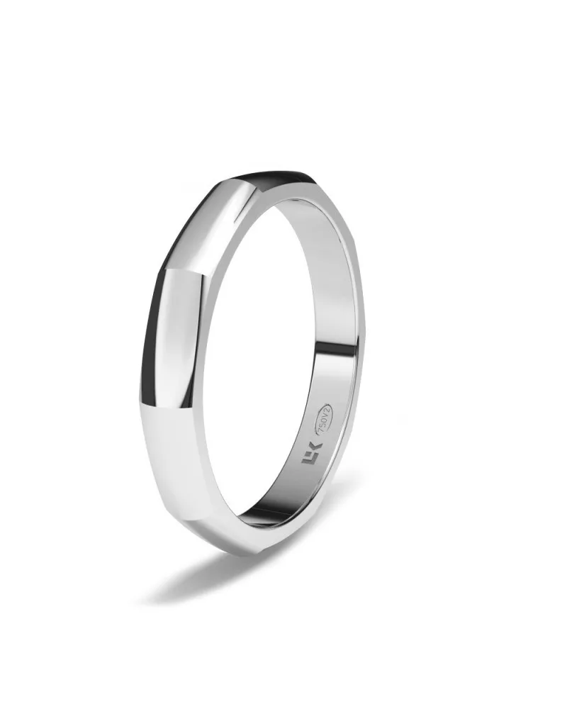 Alianza de boda oro blanco 18k 3 mm con cara plana gruesa