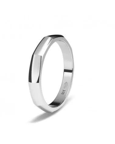 Alianza de boda oro blanco 18k 3 mm con cara plana gruesa