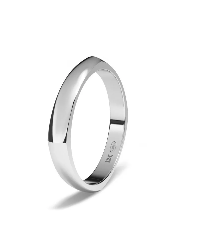 Alianza de boda oro blanco 18k 3 mm poligonal de 4 lados