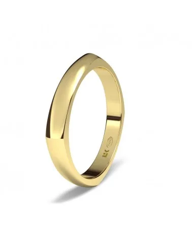 Alianza de boda oro amarillo 18k 3 mm poligonal de 4 lados gruesa