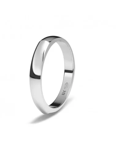 Alianza de boda oro blanco 18k 3 mm poligonal de 3 lados