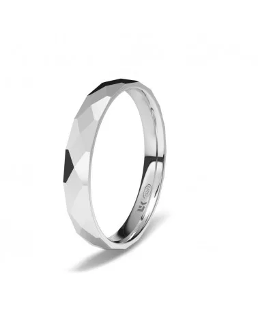 Alianza de boda oro blanco 18k 3 mm facetada
