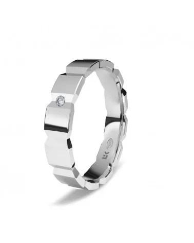 Alianza de boda oro blanco 18k 4 mm cúbica con diamante