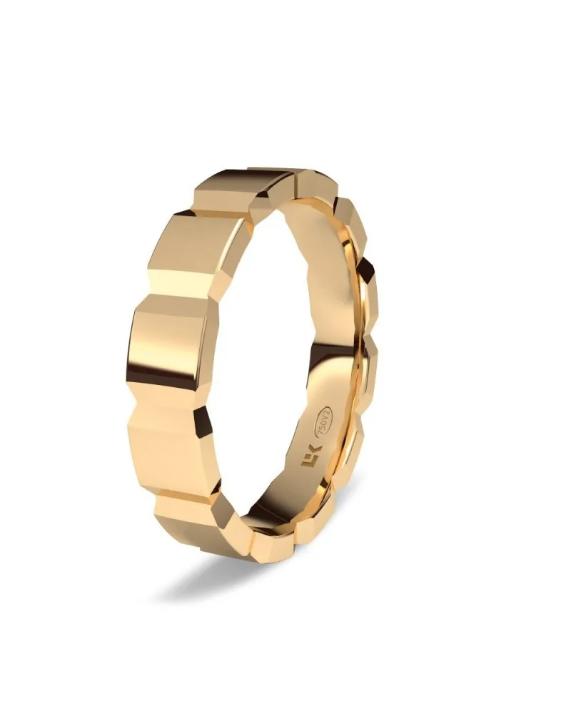 Alianza de boda oro rosa 18k 4 mm cúbica gruesa