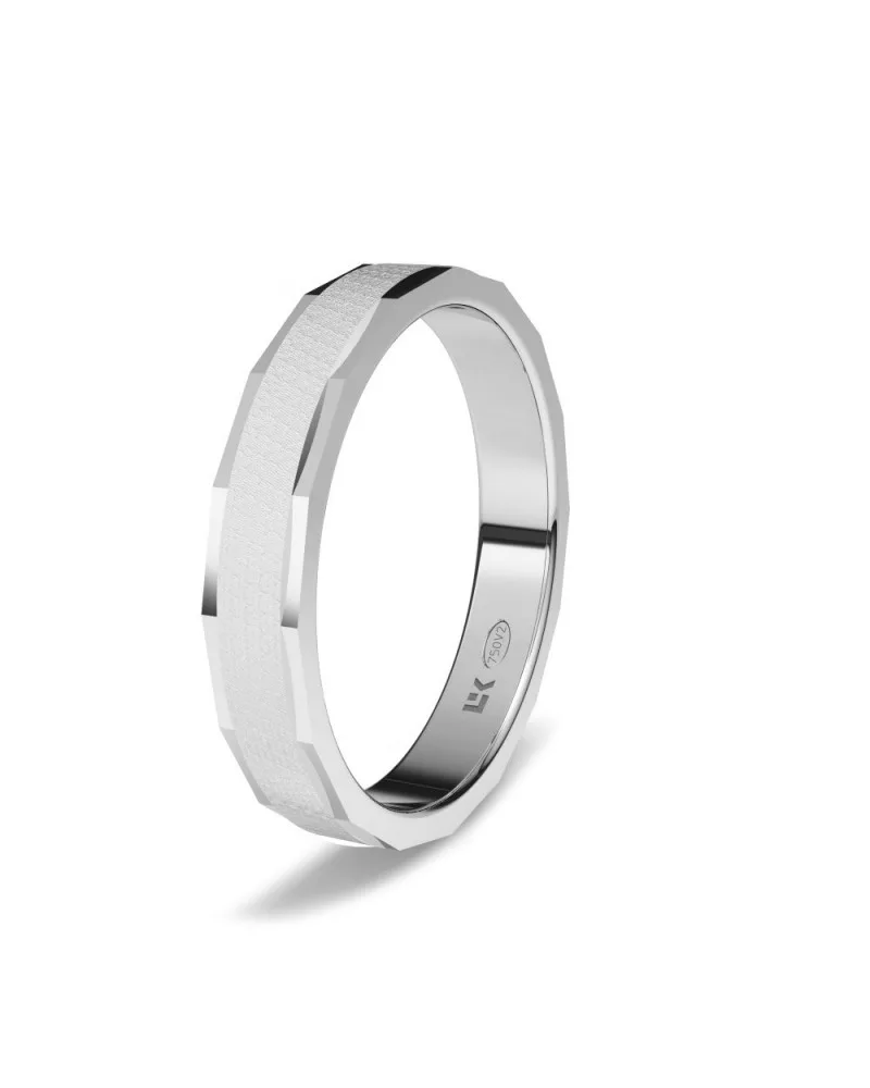 Alianza de boda oro blanco 18k 4mm rectangular gruesa