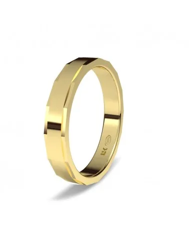 Alianza de boda oro amarillo 18k 4 mm biselada brillo