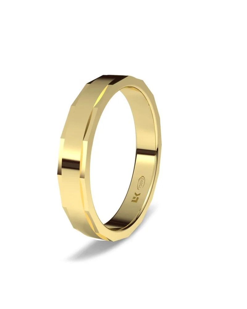 Alianza de boda oro amarillo 18k 4 mm biselada brillo