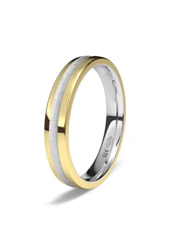 Alianza de boda oro tricolor 18k 3,5 mm semi-plano brillo