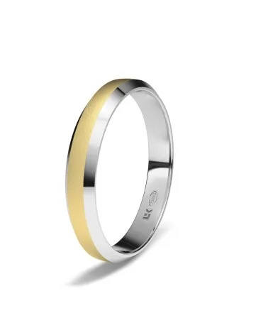 Alianza de boda tricolor oro 18k 3,5mm trapezoidal brillo