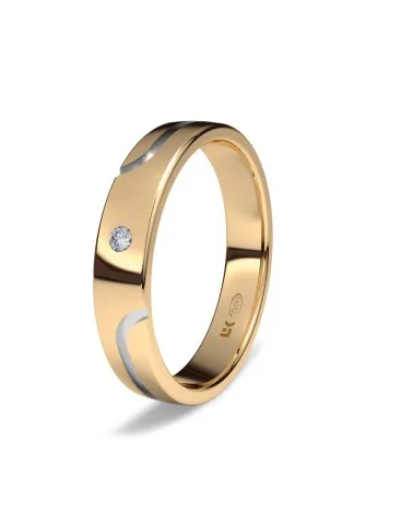 Alianza de boda oro rojo 18k 4 mm marinera con diamante