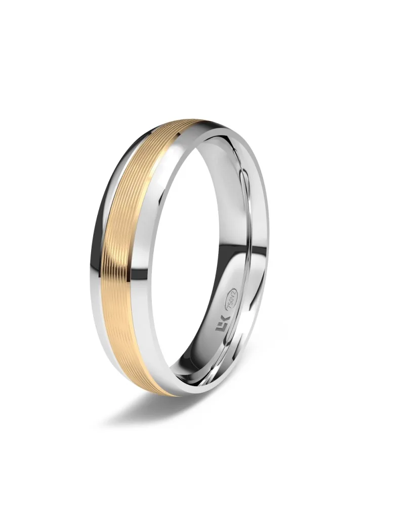 Alianza de boda tricolor oro 18k 4,5mm almendra brillo
