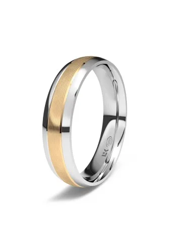 Alianza de boda tricolor oro 18k 4,5mm almendra brillo