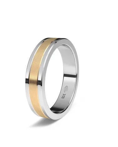 Alianza de boda tricolor oro 18k 4,5 mm rectangular brillo