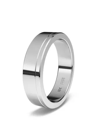 Alianza de boda plata 925 bicolor 5mm rectangular brillo