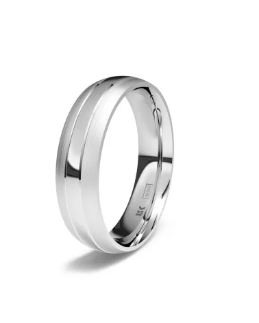 Alianza de boda tricolor plata 925 5mm almendra satinada