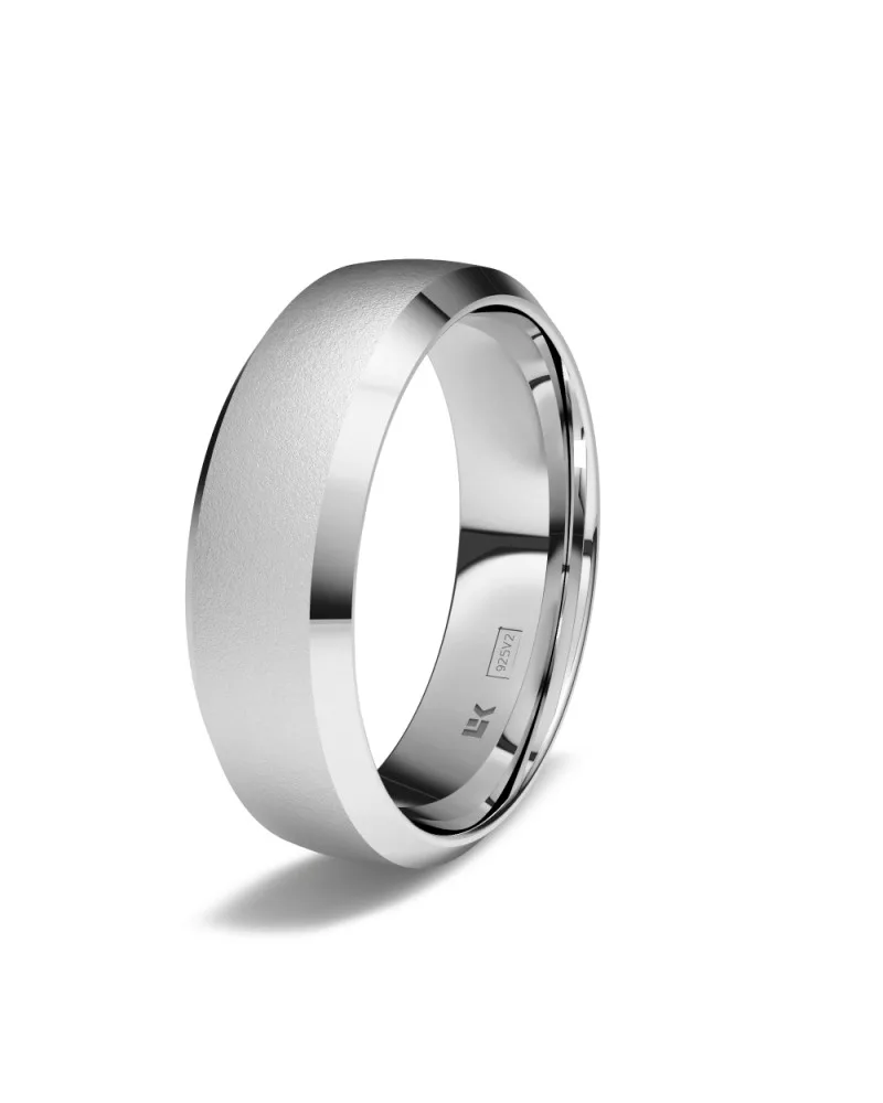 Alianza de boda plata 925 6mm trapezoidal diamantado