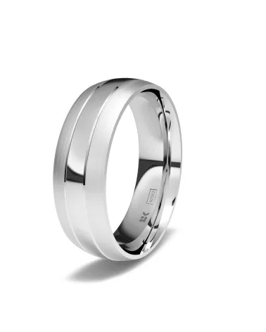 Alianza de boda tricolor plata 925 6mm almendra seda