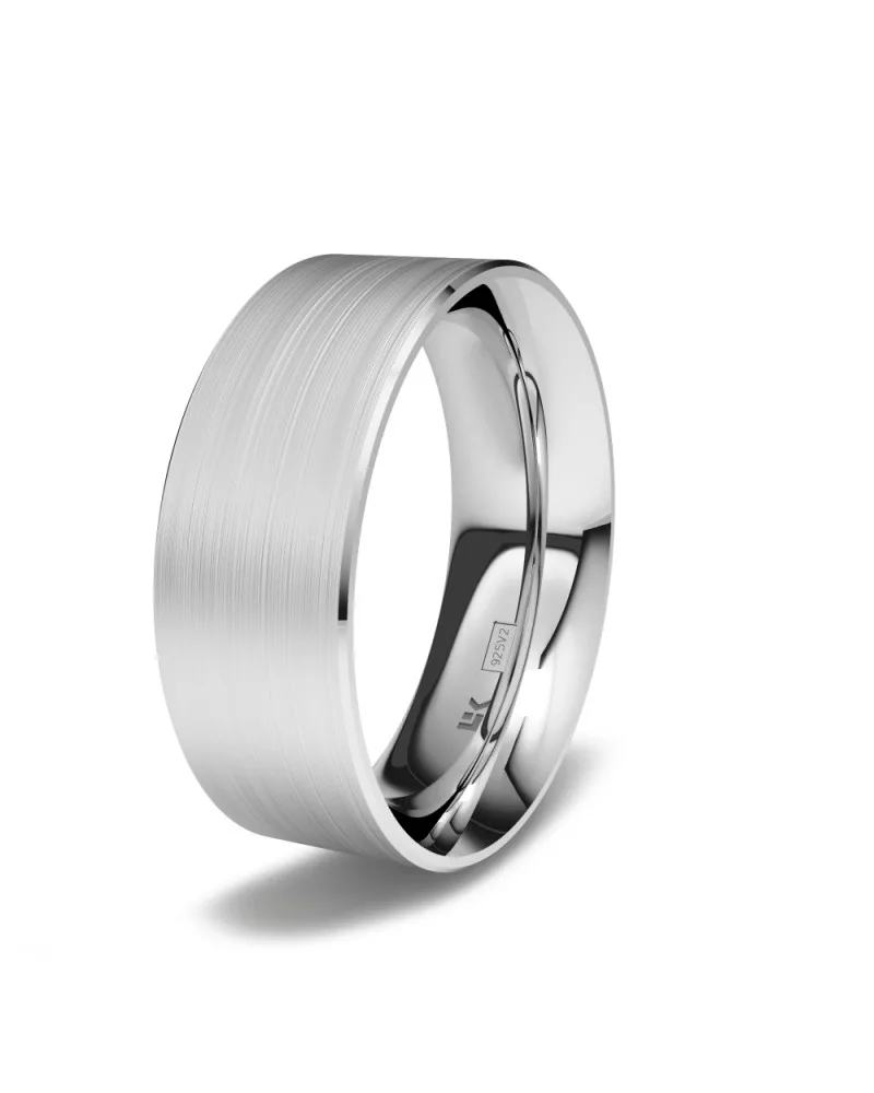 Alianza de boda plata 925 7mm forma D satinada