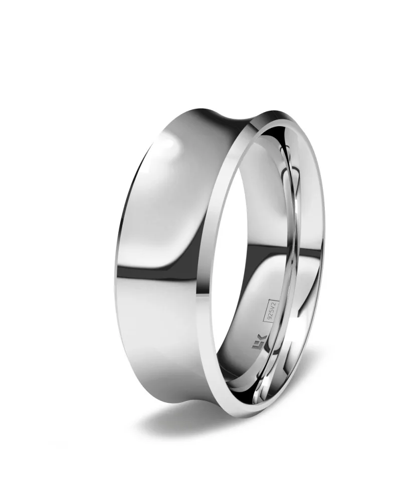 Alianza de boda plata 925 7mm cóncava brillo