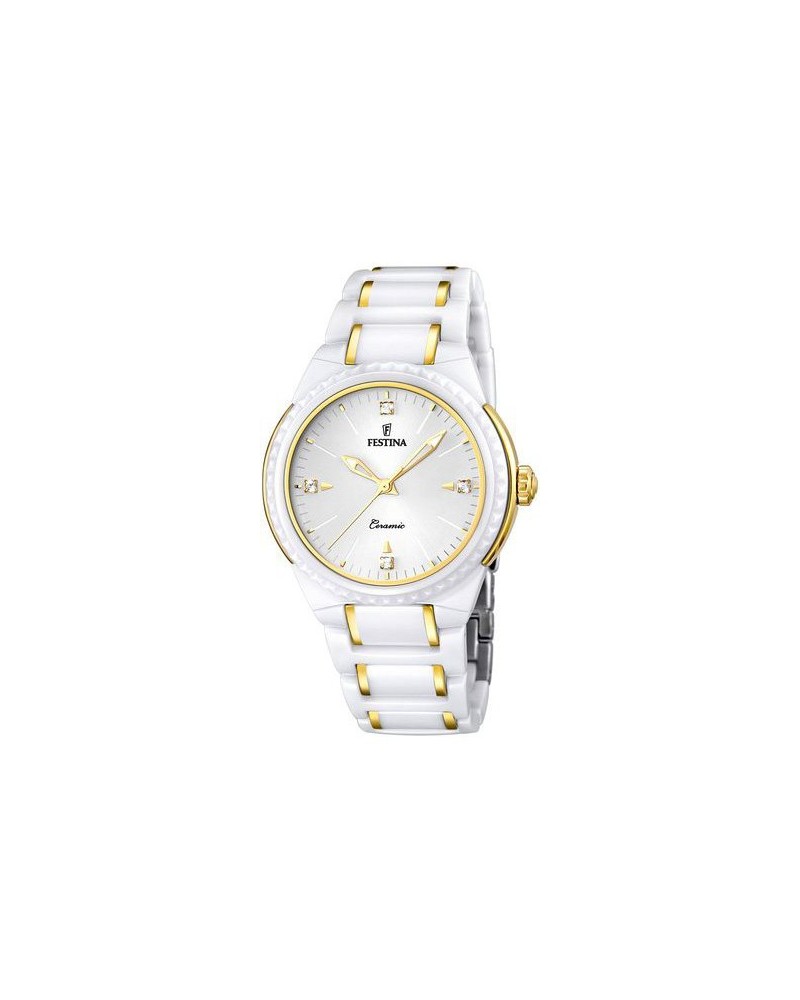 RELOJ FESTINA CERAMICA MUJER BLANCO Y DORADO F16698/1