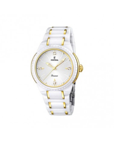 RELOJ FESTINA CERAMICA MUJER BLANCO Y DORADO F16698/1