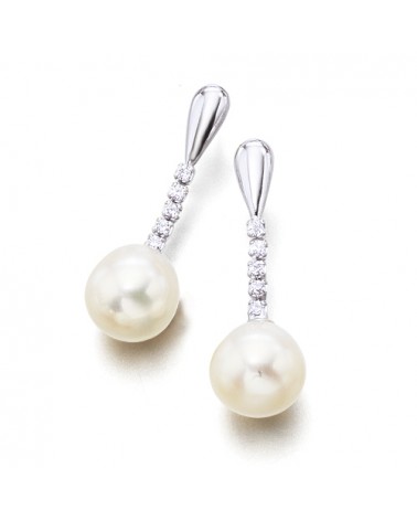 Boucles d'oreilles chacune ornée d'un coeur pendant et 2 oxydes Or 750 Millième (18 CT) 0,93g
