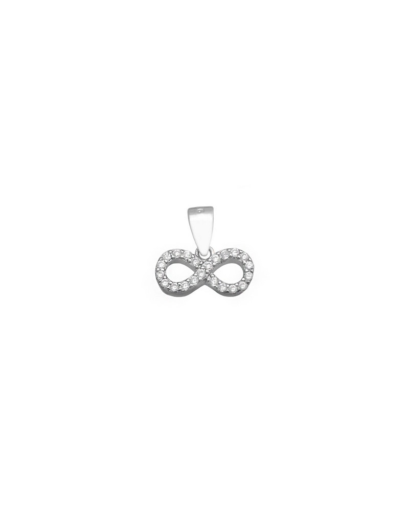 COLGANTE SIMBOLO INFINITO DE PLATA CON CIRCONITAS