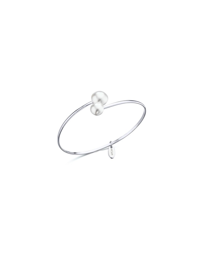 PULSERA PLATA RIGIDA CON PERLAS LC033RO