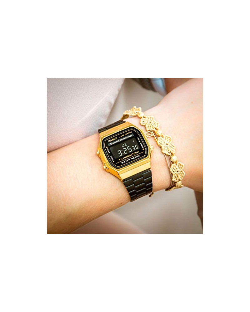 RELOJ CASIO NEGRO Y DORADO A168WEGB-1BEF