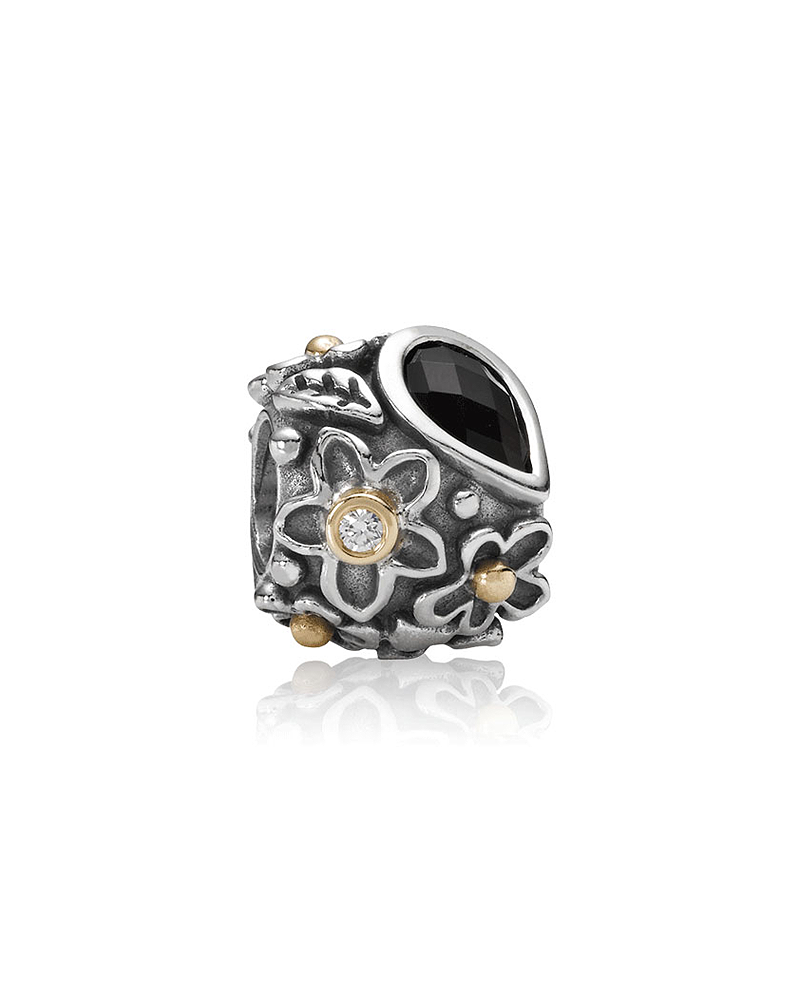 CHARM PANDORA ORO FLOR Y HOJA NEGRA FLOWER AND BLACK LEAF 790540O