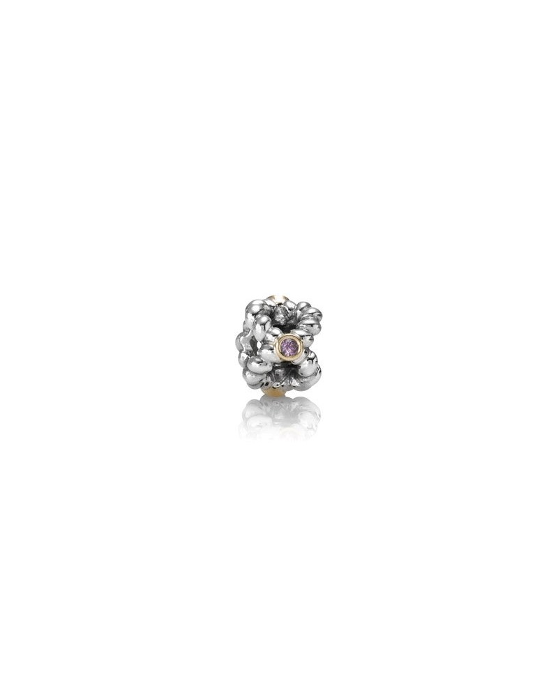 ABALORIO PANDORA PLATA Y ORO CON ZAFIRO ROSA