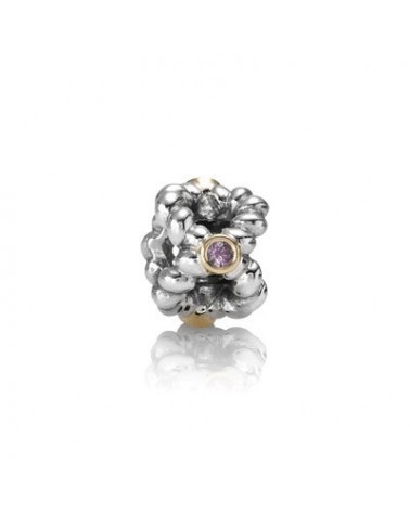 ABALORIO PANDORA PLATA Y ORO CON ZAFIRO ROSA