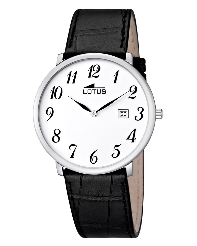 RELOJ LOTUS CORREA NEGRA ESFERA BLANCA SENCILLO 10119/1