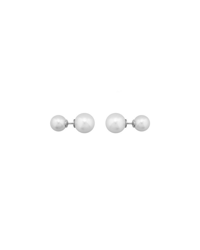 PENDIENTES PERLA DOBLE BLANCA EN PLATA 14-8mm