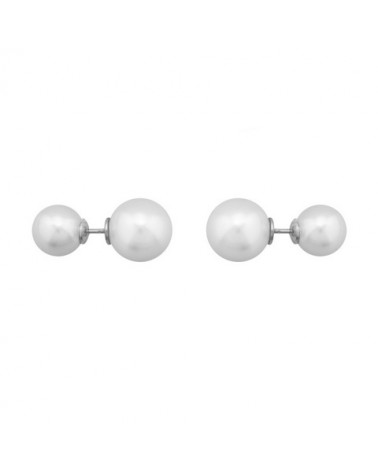 PENDIENTES PERLA DOBLE BLANCA EN PLATA 14-8mm