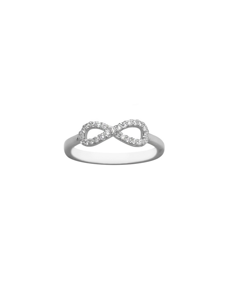 ANILLO SIMBOLO INFINITO EN PLATA CON CIRCONITAS