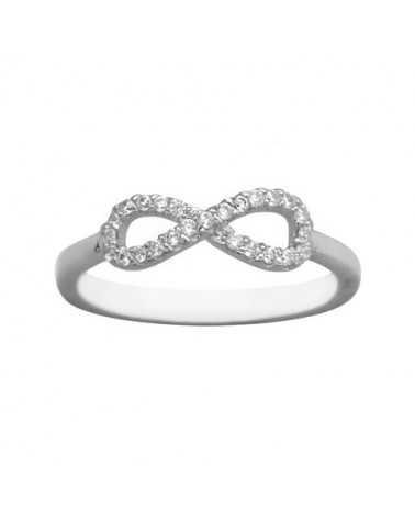 ANILLO SIMBOLO INFINITO EN PLATA CON CIRCONITAS