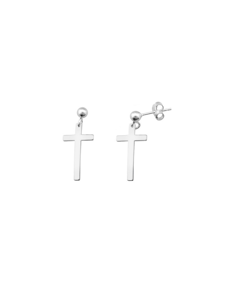 PENDIENTES CRUZ HOMBRE PLATA