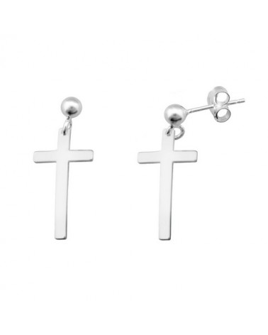 PENDIENTES CRUZ HOMBRE PLATA