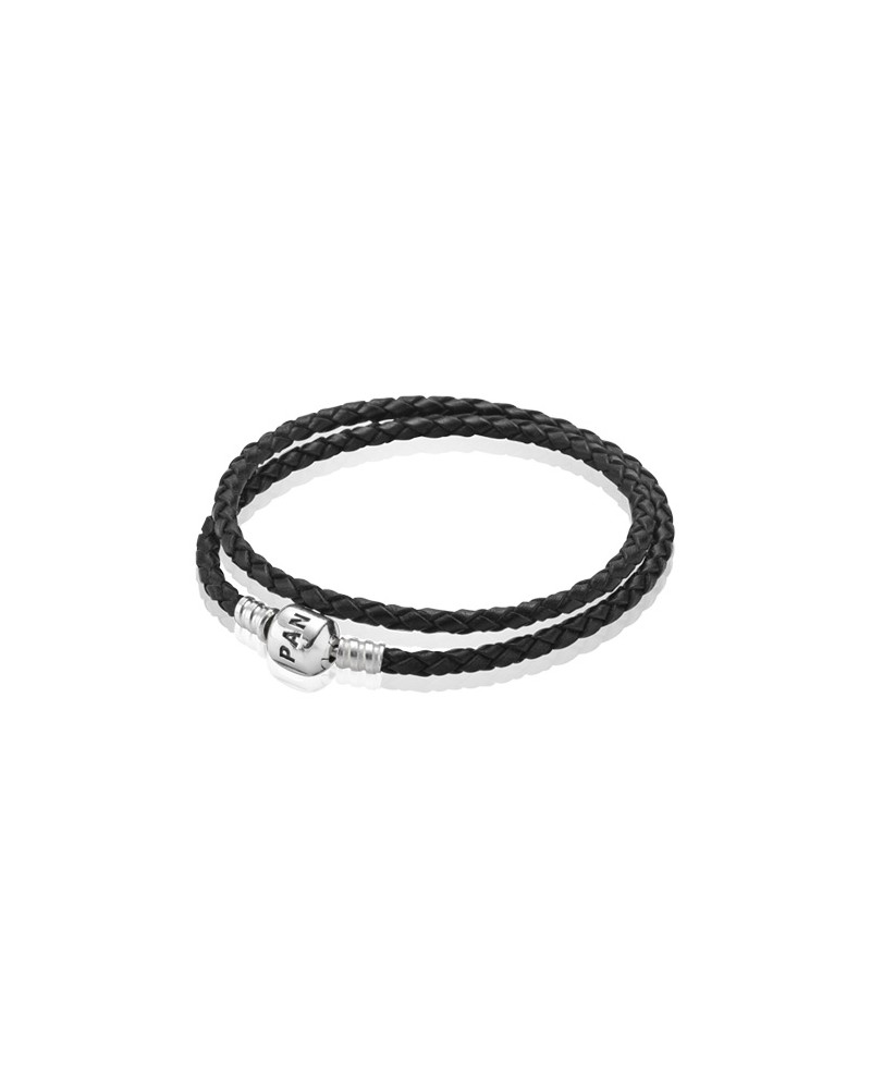 PULSERA PANDORA CUERO NEGRO DOBLE 590705CBK