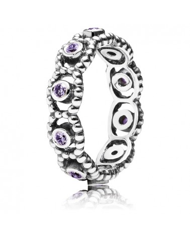 Anillo Pandora de plata con circonita cúbica morada 190881ACZ