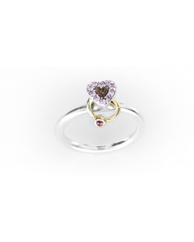 ANILLO PLATA Y ORO CORAZON ROSA PANDORA 190844RHL